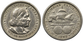 USA 1/2 dolara 1893 - Columbian Exhibition

Whizzed.
Delikatnie wybłyszczona. 

Grade: XF