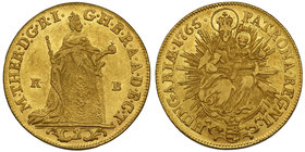 Węgry - Maria Teresa - 2 dukaty 1765 KB, Kremnica

Lusterous piece.
Gold 6.91g
Dużo menniczej świeżości.&nbsp;
Złoto 6.91g 

Grade: XF/VF+ 
Li...