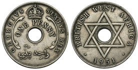Brytyjska Afryka Zachodnia, 1 penny 1951
 

Grade: XF 
Literature: KM 30