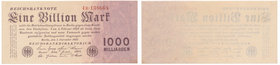 Germany - 1 billion mark 1923 - 4R
Niemcy - 1 bilion marek 1923 - 4R

Brilliant uncirculated piece.&nbsp;
Emisyjny stan zachowania.&nbsp;
Rzadki....