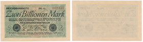 Germany - 2 billion mark 1923
Niemcy - 2 biliony marek 1923 

Rare piece in beautifull uncirculated condition.&nbsp;
Rzadki nominał bilionowy w wy...