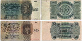 Germany - 50 and 100 mark 1923 (2pcs.)
Niemcy - 50 i 100 marek 1924 (2szt.)

2 pieces.
Rzadsze typy z emisji, trudne w stanach bankowych.&nbsp;
5...