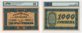 Ukraine 1.000 hryven 1918 -A- PMG 58 EPQ
Ukraina - 1.000 hrywien 1918 -A- PMG 58 EPQ

Lightly folded along bottom margin on the reverse. Annotation...