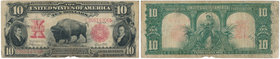 USA - $10 Ten Dollar Bison Large Size Note - Red Seal 
USA - 10 dolarów 1901 'bizon' - rzadkość

Rare piece. Red seal.&nbsp;
Piece missing on the ...