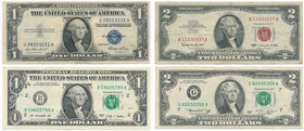 USA - $1 and $2 dollars - different certificates (4pcs.)
USA - 1 i 2 dolary - różne pieczęcie - (4szt.)

All together: 4 pieces.
Przeważnie stany ...
