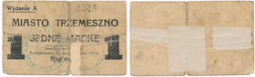 Trzemeszno - 1 marka 1919 

Ślady odklejania oraz taśmy na stronie odwrotnej.&nbsp; 

Grade: VG 
Literature: Podczaski P-221.B.2b