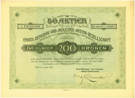 Spółka Akcyjna Górnictwa i Przemysłu Naftowego, Em.5, 200 koron 1923
 Akcja spółki z siedzibą w Wiedniu, która była właścicielem pól naftowych na ter...
