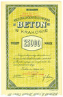 'BETON' Akcyjna Spółka Budowlana w Krakowie, 25.000 marek 07.11.1921
 Akcja krakowskiej spółki regularnie pojawiająca się w obrocie. Koniecznie do zb...