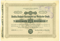 Bielitz-Bialaer Escompte und Wechsler-Bank, 400 kroner 1907
Bielitz-Bialaer (Bielsko) Escompte und Wechsler-Bank, 400 koron 1907
 Bardzo rzadko spot...