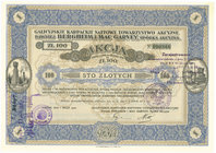 Galicyjskie Karpackie Naftowe Towarzystwo Akcyjne dawniej Bergheim & Mac Garvey, 100 złotych 1931
 Ciekawy graficznie projekt jednej z największych i...