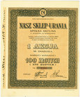 NASZ SKLEP-URANIA, Em.1, 100 złotych 1931
 Popularna akcja spółki zajmującej się zaopatrywaniem szkół i uczniów, a także będącej producentem pomocy n...
