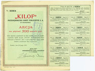 KILOF Przedsiębiorstwo Robót Publicznych S.A. w Krakowie, 500 marek 1922

&nbsp;Kiedyś popularna akcja, od kilku lat transakcje nią stają się coraz ...