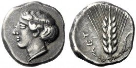  The M.L. Collection of Coins of Magna Graecia and Sicily   Metapontum  Nomos circa 430-400, AR 7.78 g. Diademed head of Demeter l. Rev. MET Ear of ba...