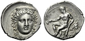  The M.L. Collection of Coins of Magna Graecia and Sicily   Croton  Nomos circa 380-350, AR 7.78 g. Head of Hera Lacinia facing, wearing decorated ste...