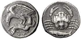  The M.L. Collection of Coins of Magna Graecia and Sicily   Sicily, Agrigentum  Hemidrachm circa 410-406, AR 2.02 g. AK – PA Eagle flying l., holding ...