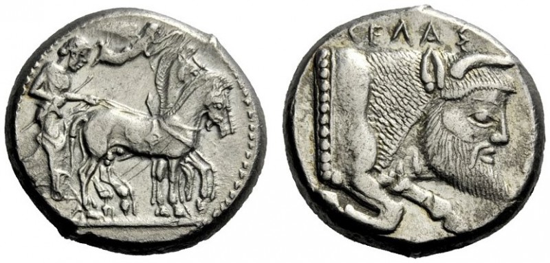  The M.L. Collection of Coins of Magna Graecia and Sicily   Gela  Tetradrachm ci...