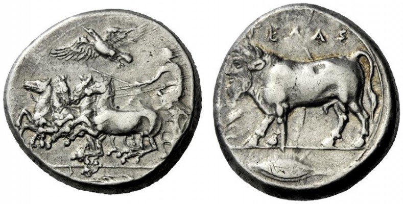  The M.L. Collection of Coins of Magna Graecia and Sicily   Gela  Tetradrachm ci...