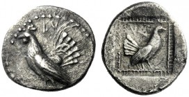  The M.L. Collection of Coins of Magna Graecia and Sicily   Himera  Didrachm circa 515-500, AR 5.42 g. LV Cockerel standing l. Rev. VΛ Hen standing r....