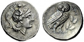  The J. FALM Collection: Miniature Masterpieces of Greek Coinage depicting Animals   Calabria, Tarentum  Drachm circa 280-272, AR 3.26 g. Head of Athe...
