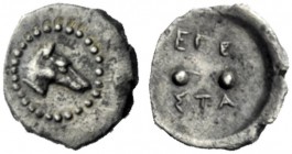  The J. FALM Collection: Miniature Masterpieces of Greek Coinage depicting Animals   Segesta  Hexas circa 410, AR 0.13 g. Hound’s head r. Rev. EΓE / Σ...