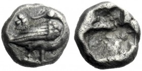  The J. FALM Collection: Miniature Masterpieces of Greek Coinage depicting Animals   Eion  Trihemiobol circa 5th century , AR 1.10 g. Goose standing r...