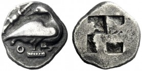  The J. FALM Collection: Miniature Masterpieces of Greek Coinage depicting Animals   Eion  Trihemiobol circa 5th century, AR 1.03 g. Goose standing r....