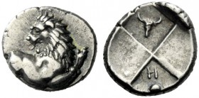  The J. FALM Collection: Miniature Masterpieces of Greek Coinage depicting Animals   Thracian Chersonesus, Cardia (?)  Triobol circa 350-300, AR 2.40 ...