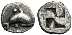  The J. FALM Collection: Miniature Masterpieces of Greek Coinage depicting Animals   Islands off Thrace, Thasos  Obol (?) circa 435-411, AR 0.28 g. Do...