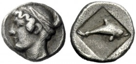 The J. FALM Collection: Miniature Masterpieces of Greek Coinage depicting Animals   Islands off Thrace, Thasos  Hemiobol circa 411-404, AR 0.31 g. Ny...