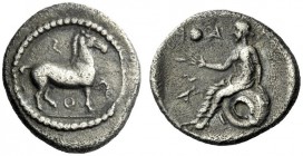  The J. FALM Collection: Miniature Masterpieces of Greek Coinage depicting Animals   Thessaly, Larissa  Obol circa 400, AR 1.01 g. S reverted Horse tr...
