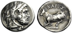  The J. FALM Collection: Miniature Masterpieces of Greek Coinage depicting Animals   Euboea, Caristus  Drachm circa 369-338, AR 3.77 g. Head of Heracl...