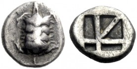  The J. FALM Collection: Miniature Masterpieces of Greek Coinage depicting Animals   Aegina  Obol circa 404-375, AR 0.96 g. Sea turtle seen from above...