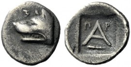  The J. FALM Collection: Miniature Masterpieces of Greek Coinage depicting Animals   Argolis, Argos  Obol circa 320-270, AR 0.74 g. Wolf’s head l.; ab...