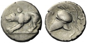  The J. FALM Collection: Miniature Masterpieces of Greek Coinage depicting Animals   Argolis, Argos  Trihemiobol circa 260-250, AR 1.14 g. Wolf poised...