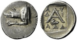  The J. FALM Collection: Miniature Masterpieces of Greek Coinage depicting Animals   Argolis, Argos  Triobol circa 80-50, AR 2.38 g. Forepart of wolf ...