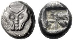 The J. FALM Collection: Miniature Masterpieces of Greek Coinage depicting Animals   Asia Minor, Uncertain mint  Triobol circa 500, AR 2.11 g. Lion’s ...