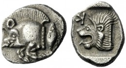  The J. FALM Collection: Miniature Masterpieces of Greek Coinage depicting Animals   Mysia, Cyzicus  Obol circa 475-450, AR 0.78 g. Forepart of boar l...