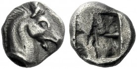  The J. FALM Collection: Miniature Masterpieces of Greek Coinage depicting Animals   Aeolis, Cyme  Diobol circa 500, AR 1.17 g. Horse’s head r. Rev. Q...