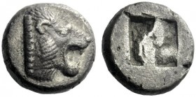  The J. FALM Collection: Miniature Masterpieces of Greek Coinage depicting Animals   Lesbos, Mytilene  1/10 stater circa 500-450, billon 1.51 g. Lion’...