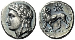  The J. FALM Collection: Miniature Masterpieces of Greek Coinage depicting Animals   Miletus  Drachm circa 352-325, AR 3.61 g. Laureate head of Apollo...