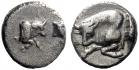  The J. FALM Collection: Miniature Masterpieces of Greek Coinage depicting Animals   Caria, uncertain mint  Milesian tetartemorion circa 387-377, AR 0...