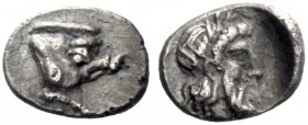  The J. FALM Collection: Miniature Masterpieces of Greek Coinage depicting Animals   Euromos  Tetartemorion (?) circa 400, AR 0.22 g. Forepart of boar...