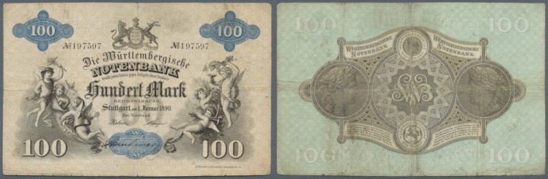 Württemberg: 100 Mark der Württembergischen Notenbank vom 1. Januar 1890, Ro.WTB...