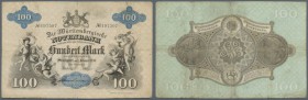 Württemberg: 100 Mark der Württembergischen Notenbank vom 1. Januar 1890, Ro.WTB 8 in gebrauchter Erhaltung mit einigen kleinen Einrissen am oberen un...