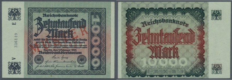 Deutsches Reich: 10.000 Mark 1923 mit rotem Überdruck ”MUSTER”, Ro.83M, minimal ...