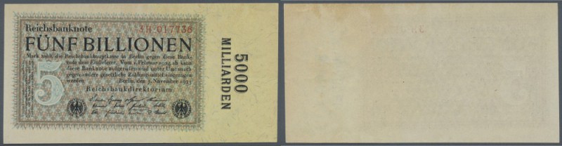Deutsches Reich: 5 Billionen Mark 1923, Ro.133b, minimale Stauchungen im Papier,...