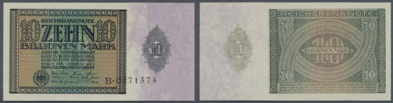 Deutsches Reich: 10 Billionen Mark 1924, Ro.134, leicht welliges Papier am recht...