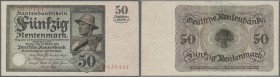 50 Rentenmark 1925 Serie N, Ro.162 in leicht gebrauchter Erhaltung mit Knicken. Erhaltung: VF