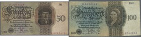 Deutsches Reich: lot mit 30 Banknoten zu 50 und 100 Reichsmark 1924 (11 x 50 Reichsmark und 19 x 100 Reichsmark), Ro.170, 171, alle in stark gebraucht...