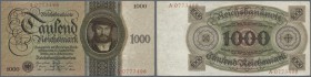 1000 Reichsmark 1924 Holbein-Serie R/ A, Ro.172a, sauberer, leicht gebaruchter Erhaltung mit 3 Mittelknicken. Erhaltung: II-III.